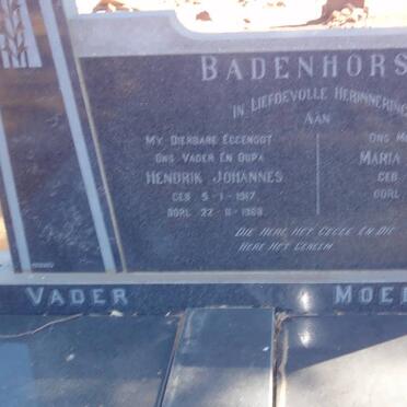 BADENHORST Hendrik Johannes 1917-1968 &amp; Maria Magdelena 1925-