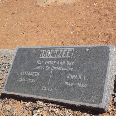 COETZEE Johan F. 1849-1920 &amp; Elizabeth 1865-1954