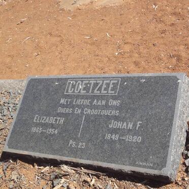 COETZEE Johan F. 1849-1920 &amp; Elizabeth 1865-1954
