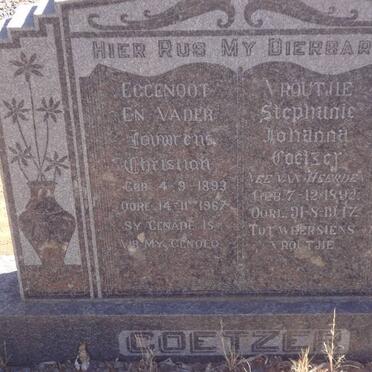 COETZER Louwrens Christian 1893-1967 &amp; Stephanie Johanna VAN HEERDEN 1892-19??