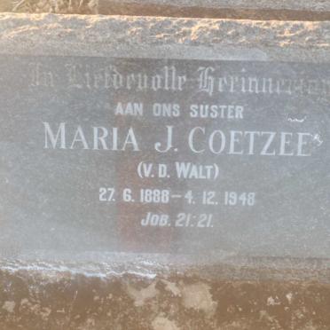 COETZEE Maria J. nee v.d. WALT 1888-1948