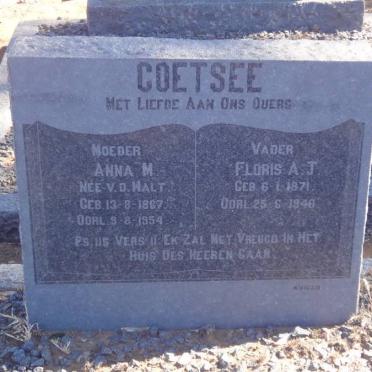 COETSEE Floris A.J. 1871-1948 &amp; Anna M. V.D. WALT 1867-1954