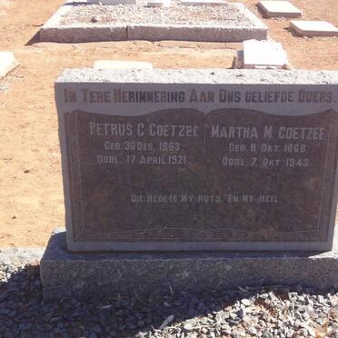 COETZEE Petrus C. 1863-1921 &amp; Martha M. 1868-1943