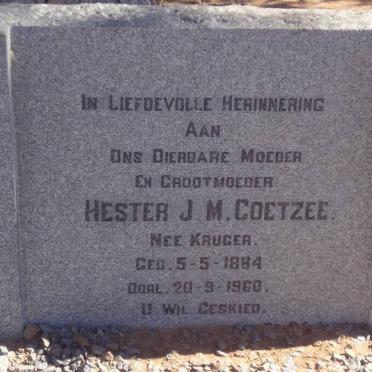 COETZEE Hester J.M. nee KRUGER 1884-1960