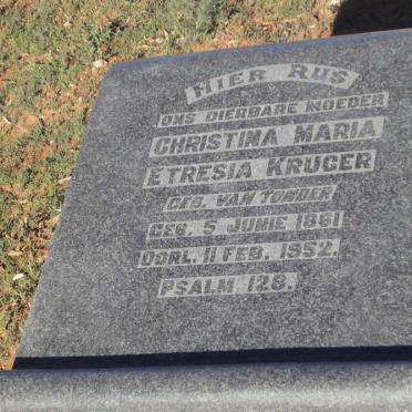 KRUGER Christina Maria Etresia nee VAN TONDER 1861-1952