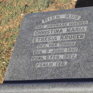 KRUGER Christina Maria Etresia nee VAN TONDER 1861-1952