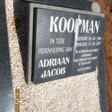 KOOPMAN Adriaan Jacob 1944-2017