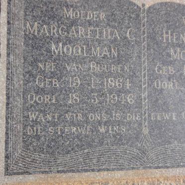 MOOLMAN Hendrik J. 1856-1946 &amp; Margaretha C. VAN BUUREN 1864-1946