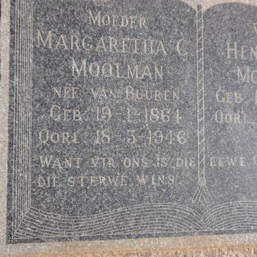 MOOLMAN Hendrik J. 1856-1946 &amp; Margaretha C. VAN BUUREN 1864-1946