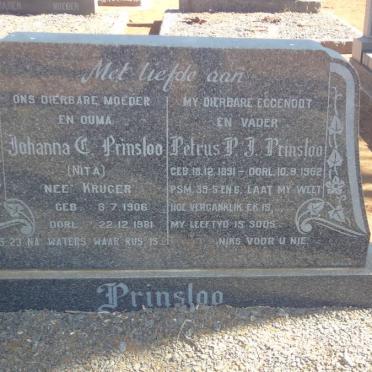PRINSLOO Petrus P.J. 1891-1962 &amp; Johanna C. KRUGER 1906-1981