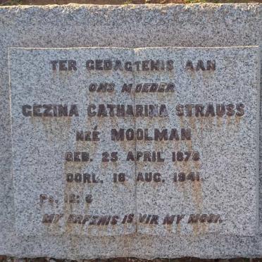 STRAUSS Gezina Catharina nee MOOLMAN 1878-1941