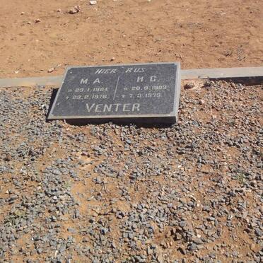VENTER M.A. 1904-1976 &amp; H.G. 1903-1979