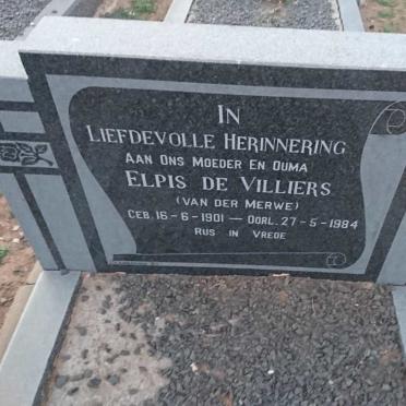 VILLIERS Abraham C., de 1895-1966 &amp; Elpis van der MERWE 1901-1984