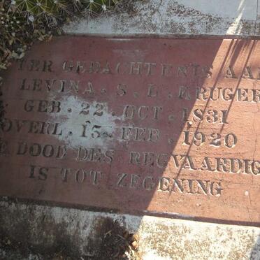 KRUGER Levina S.L. 1831-1920