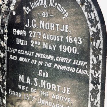 NORTJE J.G. 1843-1900 &amp; M.A.S. 1848-