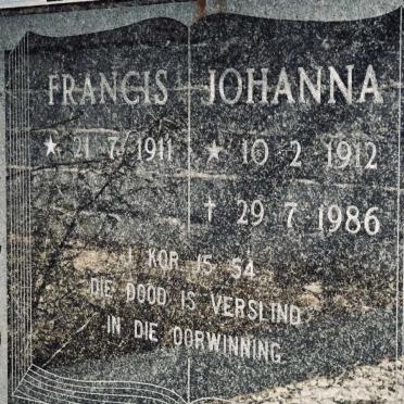 NORTJE Francis 1911- &amp; Johanna 1912-1986
