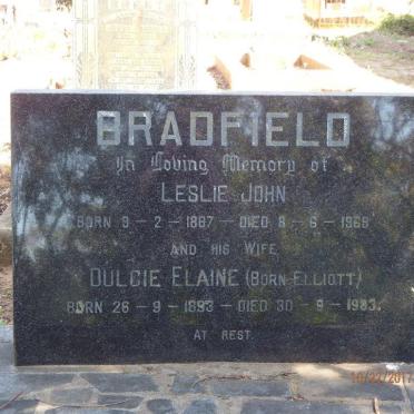 BRADFIELD Leslie John 1887-1969 &amp; Dulcie Elaine ELLIOTT 1893-1983