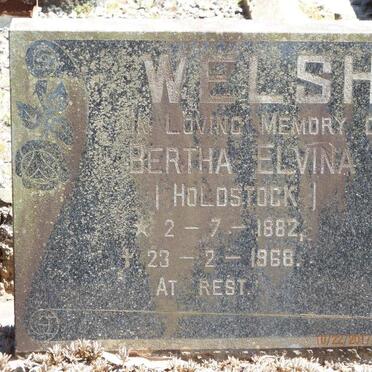 WELSH Sydney Charles -1918 :: WELSH Bertha Elvina HOLDSTOCK 1882-1968