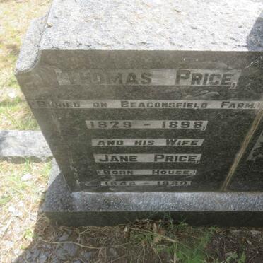 PRICE Thomas 1829-1898 &amp; Jane HOUSE 1844-1880