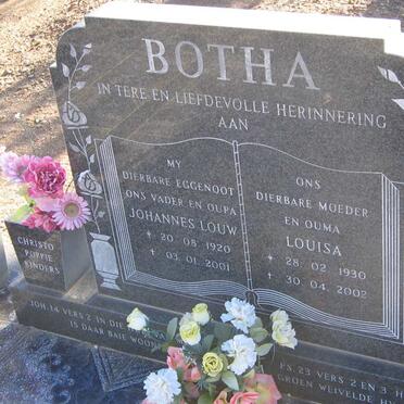 BOTHA Johannes Louw 1920-2001 &amp; Louisa 1930-2002