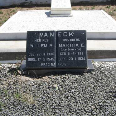 ECK Willem R., van 1884-1945 &amp; Martha E. VAN ECK 1896-1934