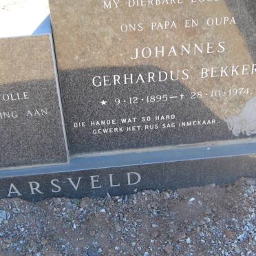 JAARSVELD Johannes Gerhardus Bekker, van 1895-1974 &amp; Francina Jacoba GOUS 1895-1979