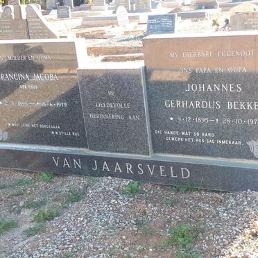 JAARSVELD Johannes Gerhardus Bekker, van 1895-1974 &amp; Francina Jacoba GOUS 1895-1979