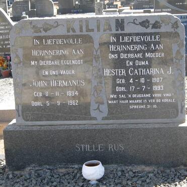 KILIAN John Hermanus 1894-1962 &amp; Hester Catharina J. 1907-1993