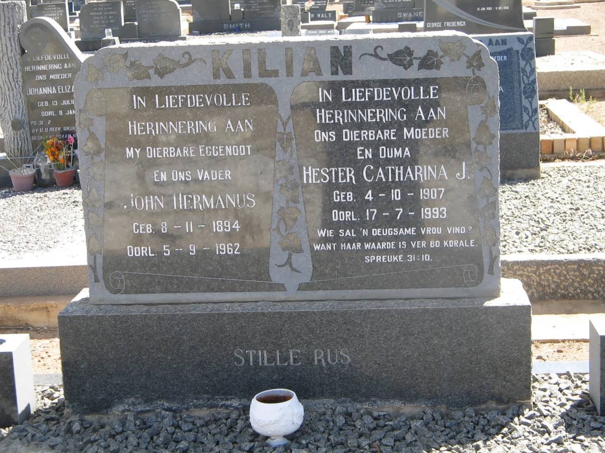 KILIAN John Hermanus 1894-1962 &amp; Hester Catharina J. 1907-1993