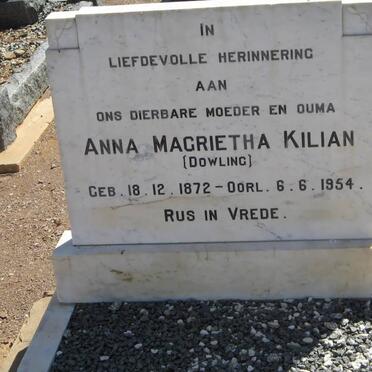 KILIAN Anna Magrietha nee DOWLING 1872-1954
