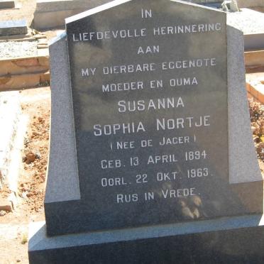 NORTJE Susanna Sophia nee de JAGER 1894-1963