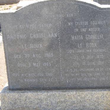 ROUX Antonie Christiaan, Le 1869-1965 &amp; Maria Cornelia JANSE VAN RENSBURG  1873-1958