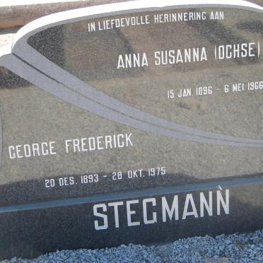 STEGMANN George Frederick 1893-1975 &amp; Anna Susanna OCHSE 1896-1966