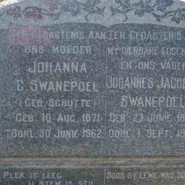 SWANEPOEL Johannes Jacobus 1874-1956 &amp; Johanna C. SCHUTTE 1871-1962