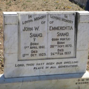 SHAND John W. 1861-1929 &amp; Emmerentia NORTJE 1872-1937