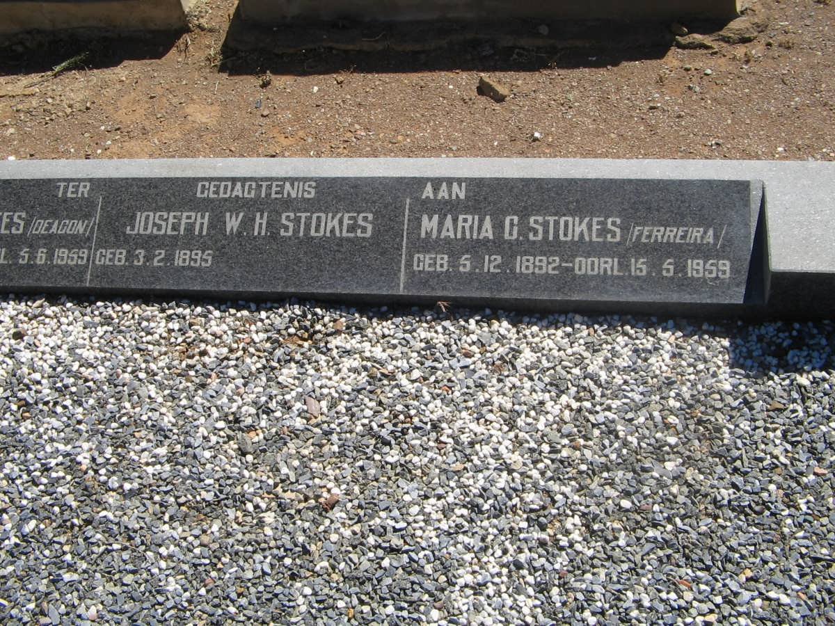 STOKES Joseph W.H. 1895- &amp; Maria C. FERREIRA 1892-1959