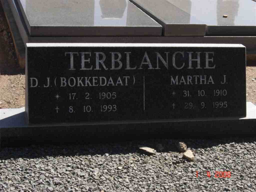 TERBLANCHE D.J. 1905-1993 &amp; Martha J. 1910-1995