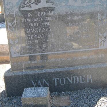 TONDER Marthinus Stephanus P., van 1916-1963 &amp; Moyra CHAPSTICK 1928-