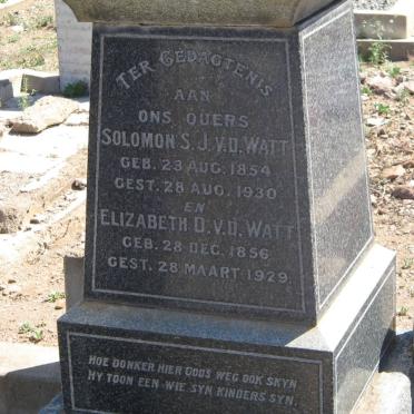 WATT Solomon S.J., v.d. 1854-1930 &amp; Elizabeth D. 1856-1929