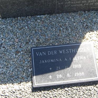 WESTHUIZEN Jakomina A., van der 1915-1988