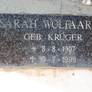 WOLFAARDT Sarah nee KRÜGER 1907-1999