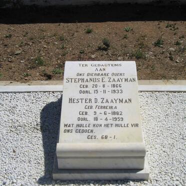ZAAYMAN Stephanus E. 1866-1933 &amp; Hester D. FERREIRA 1882-1959