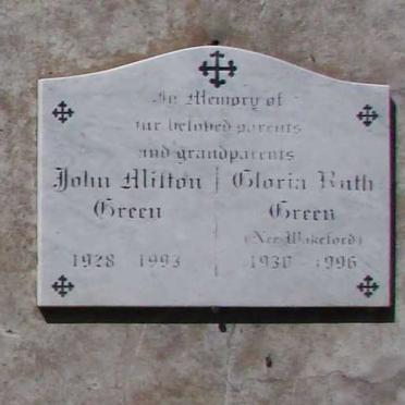 GREEN John Hilton 1928-1993 &amp; Gloria Ruth WAKEFORD 1930-1996