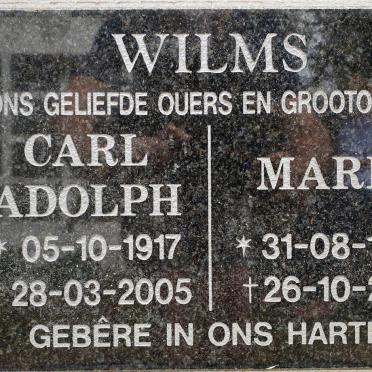 WILMS Carl Adolph 1917-2005 &amp; Marie 1924-2017