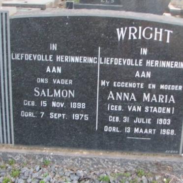 WRIGHT Salmon 1898-1975 &amp; Anna Maria VAN STADEN 1903-1968