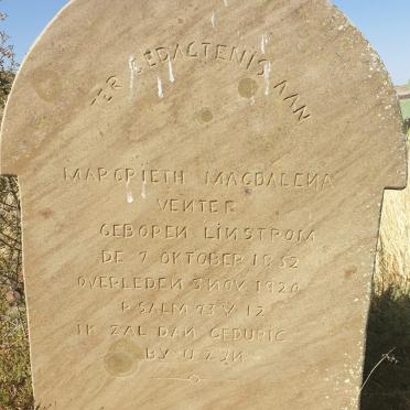 VENTER Margrieth Magdalena nee LINSTROM 1852-1920