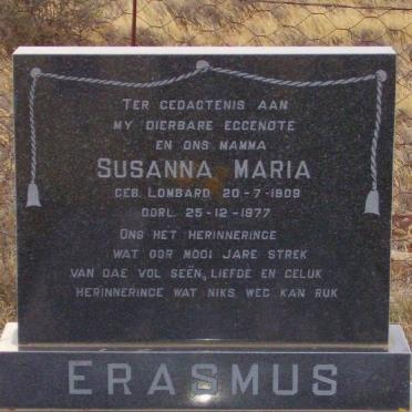 ERASMUS Susanna Maria nee LOMBARD 1909-1977