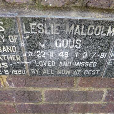 GOUS Leslie Malcolm 1949-1991