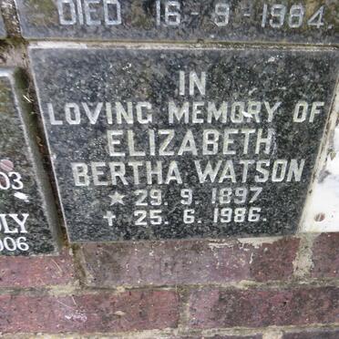 WATSON Elizabeth Bertha 1897-1986