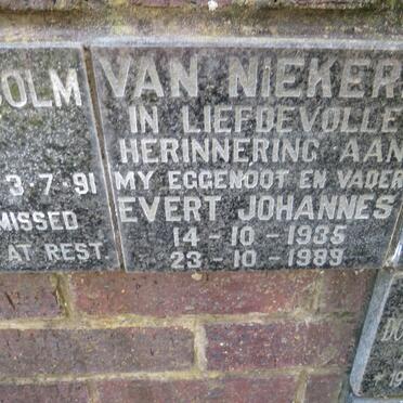 NIEKERK Evert Johannes, van 1935-1989